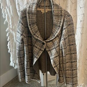 Christian Siriano Black and Gray Plaid Sweater